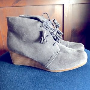 Worn two times-like new- Dr.School’s dark grey wedge booties.